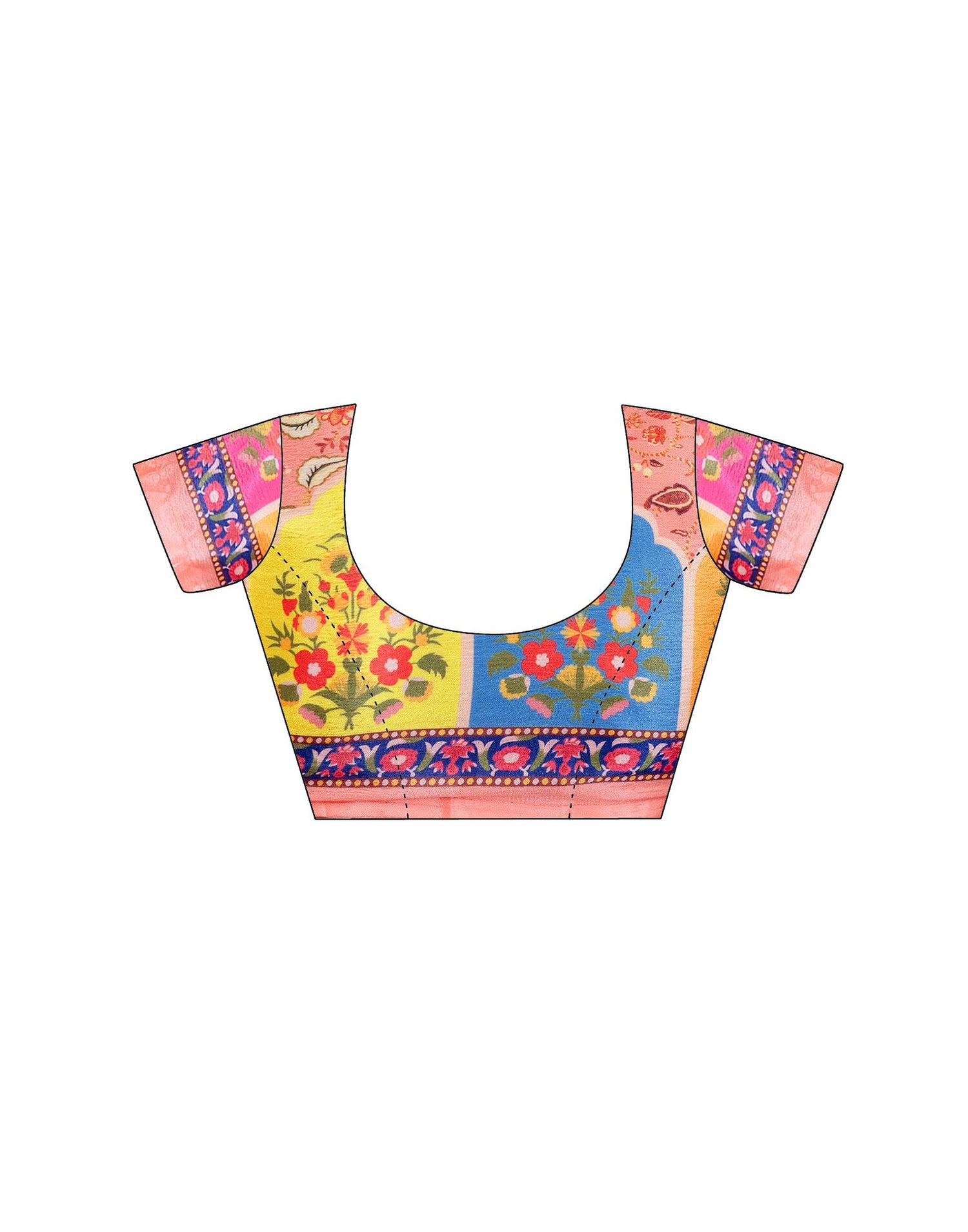 Ready To Wear Peach Silk Printed Saree