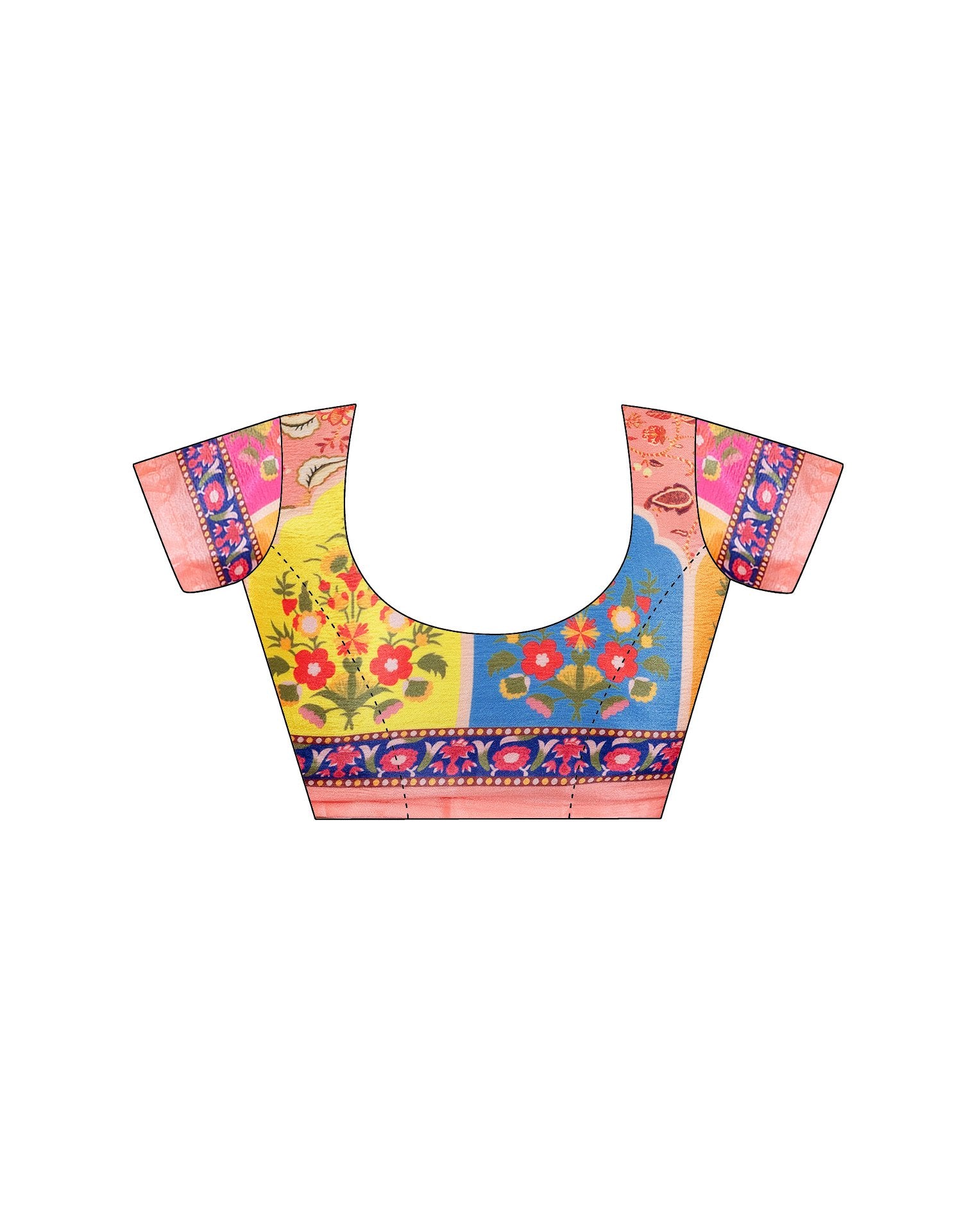 Ready To Wear Peach Silk Printed Saree