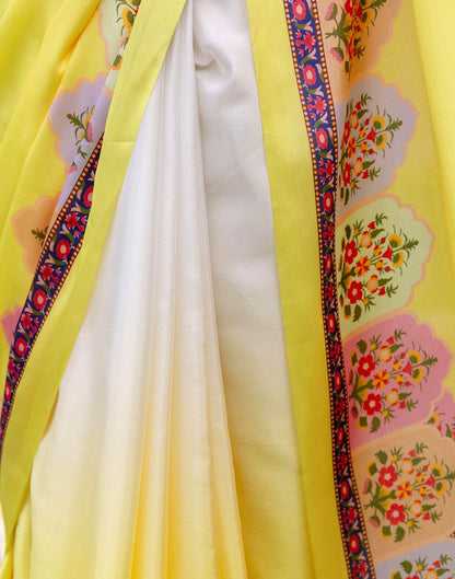 Ready To Wear Light Yellow Silk Printed Saree