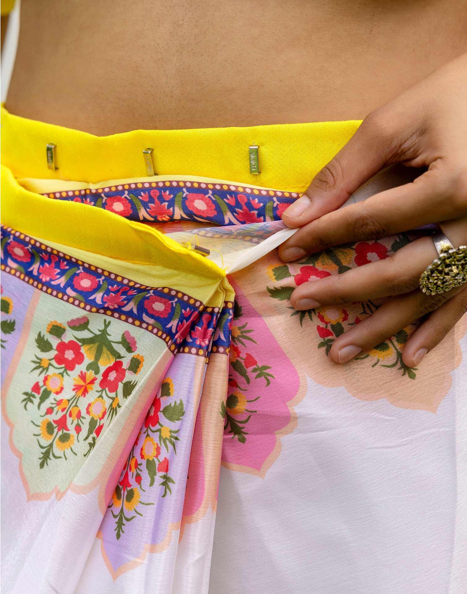 Ready To Wear Light Yellow Silk Printed Saree