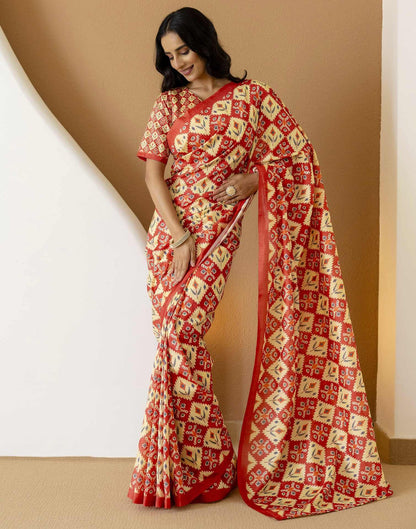 Ready To Wear Light Yellow Silk Printed Saree