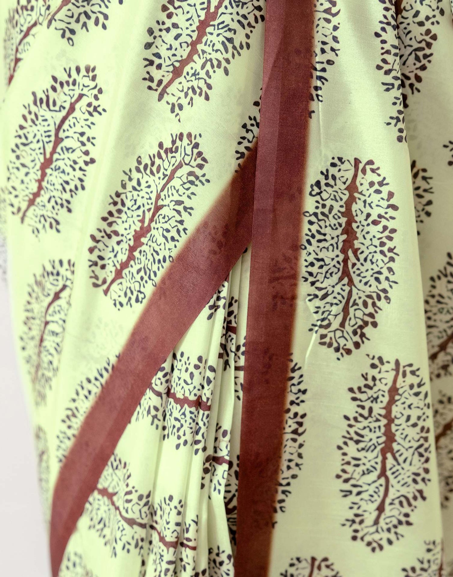 Ready To Wear Pista Green Silk Printed Saree