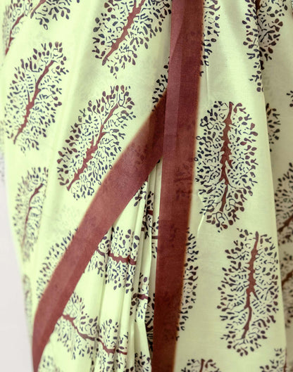 Ready To Wear Pista Green Silk Printed Saree