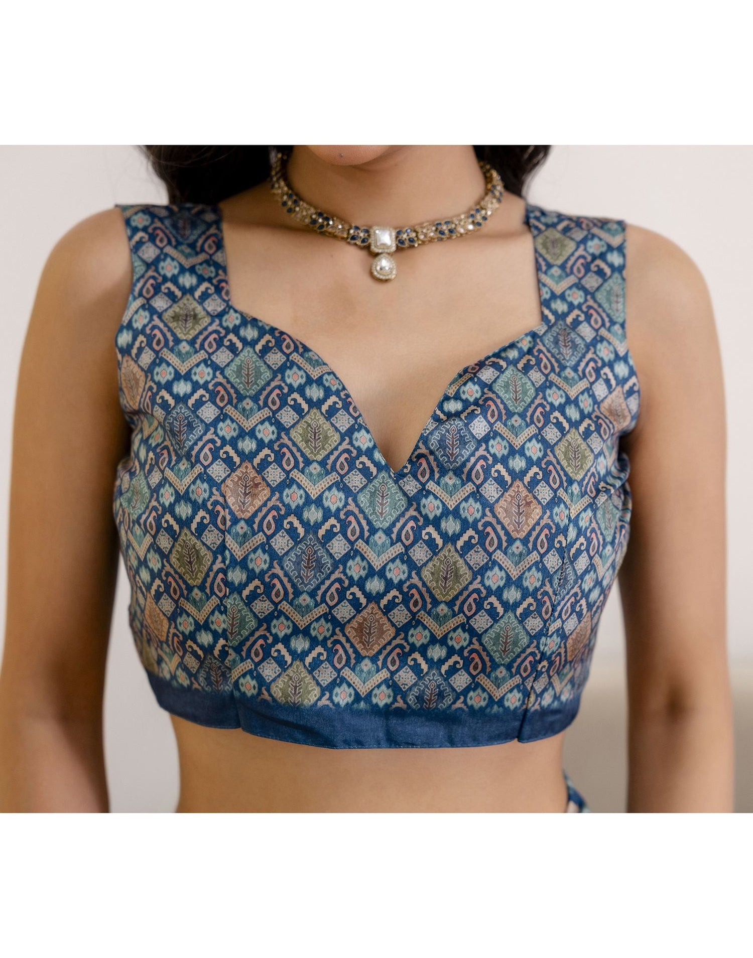 Ready To Wear Navy Blue Silk Printed Saree