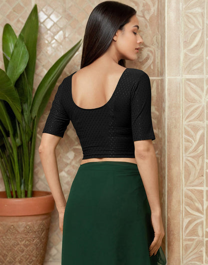 Black Cotton Dyed Self Woven Blouse