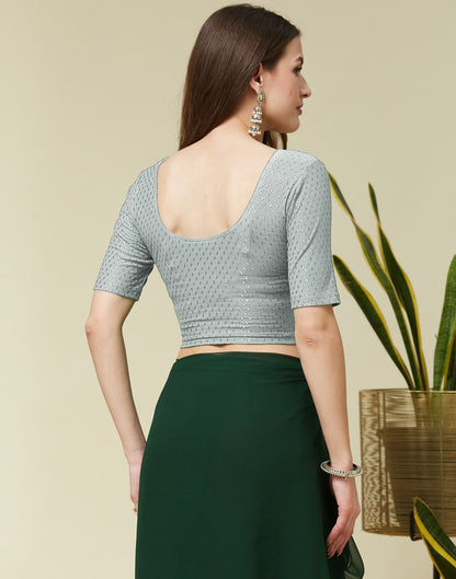 Light Grey Cotton Lycra Dyed Self Woven Blouse