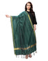 Whimsical Dark Green Coloured Cotton Silk Woven Strip Dupatta | Sudathi