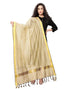 Standard Beige Coloured Cotton Silk Woven Strip Dupatta | Sudathi