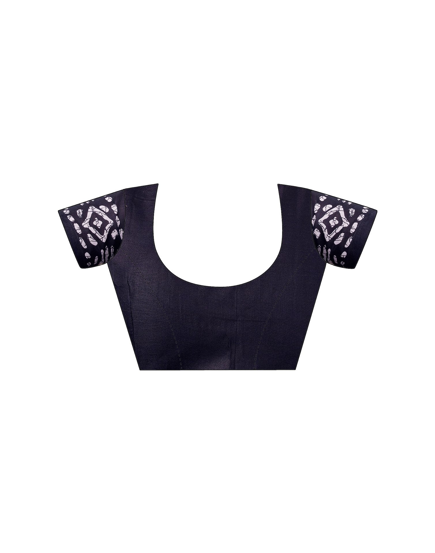 Ready To Wear Navy Blue Cotton Printed Saree With Pocket