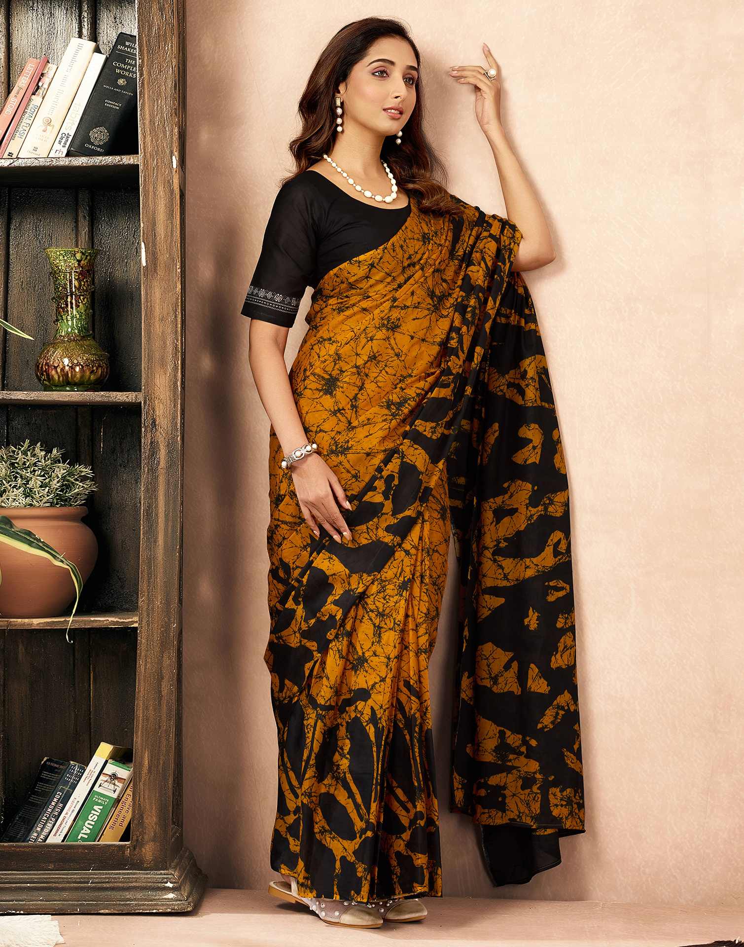 Ready To Wear Yellow Cotton Printed Saree