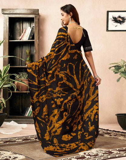 Ready To Wear Yellow Cotton Printed Saree