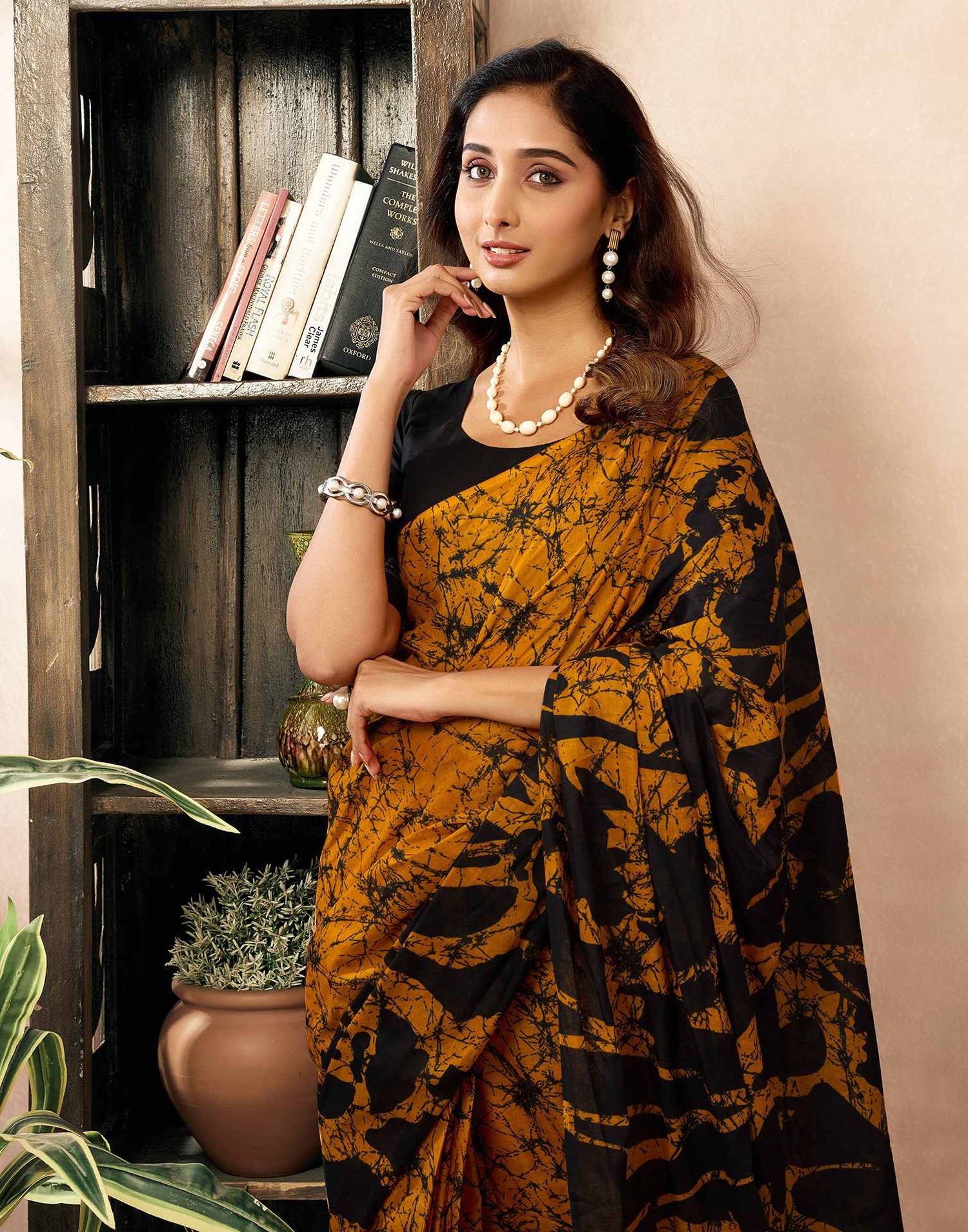 Ready To Wear Yellow Cotton Printed Saree