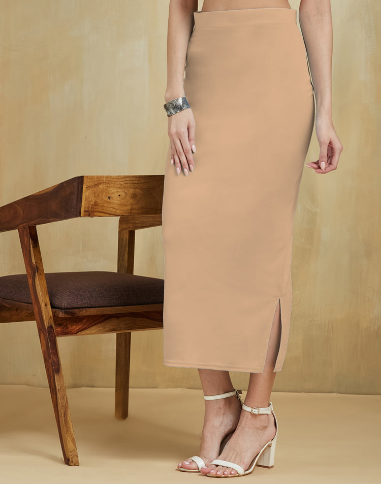 Cream Lycra Plain Elastic Waist Shapewear