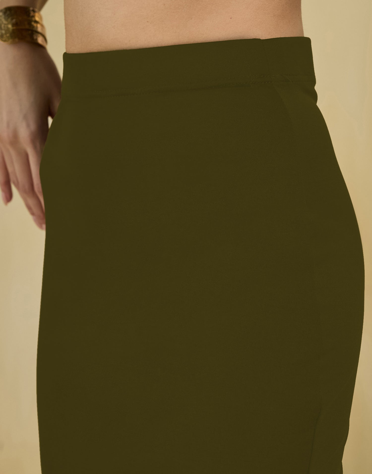 Olive Green Lycra Plain Elastic Waist Shapewear