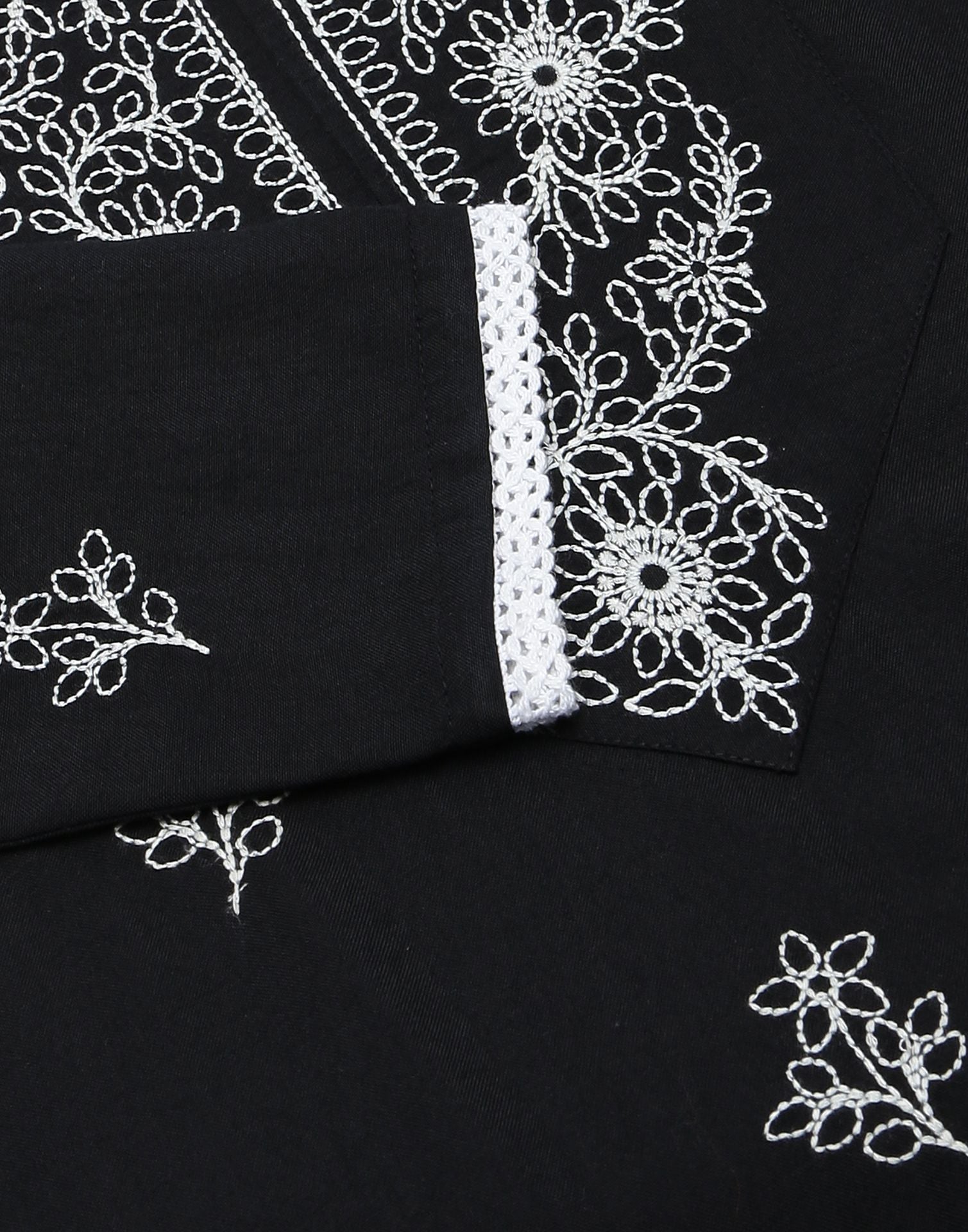 Black Plain Rayon Straight Kurta With Pant And Dupatta