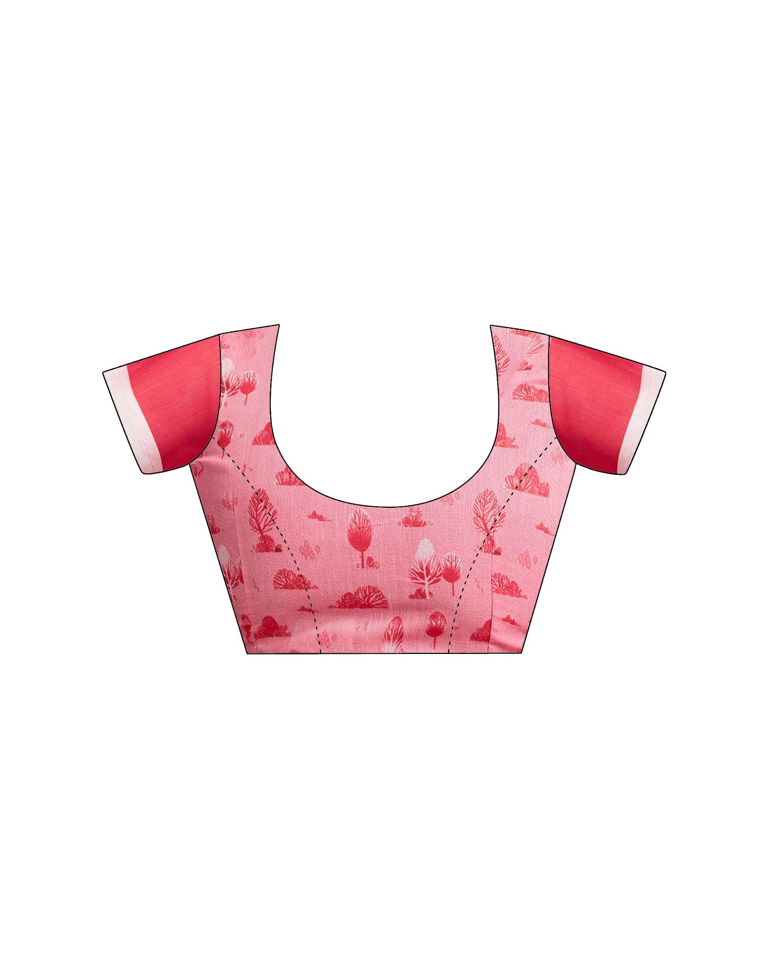 Ready To Wear Light Pink Chanderi Cotton Printed Saree