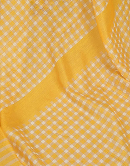 Ready To Wear Yellow Chanderi Cotton Printed Saree