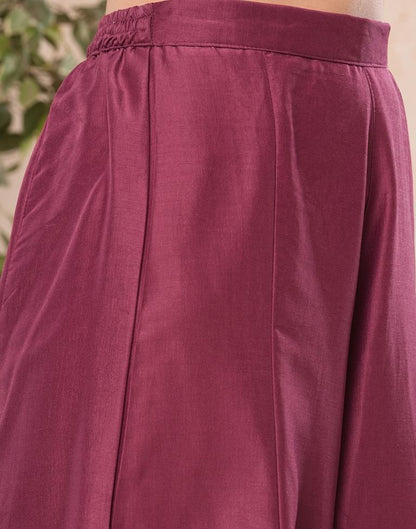 Maroon Embroidery Chinnon Straight Kurta With Pant And Dupatta