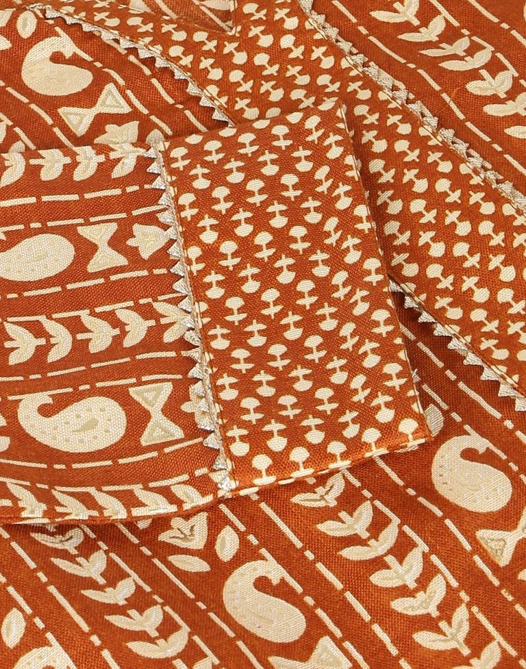 Brown Printed,Led Kurta With Pant And Dupatta