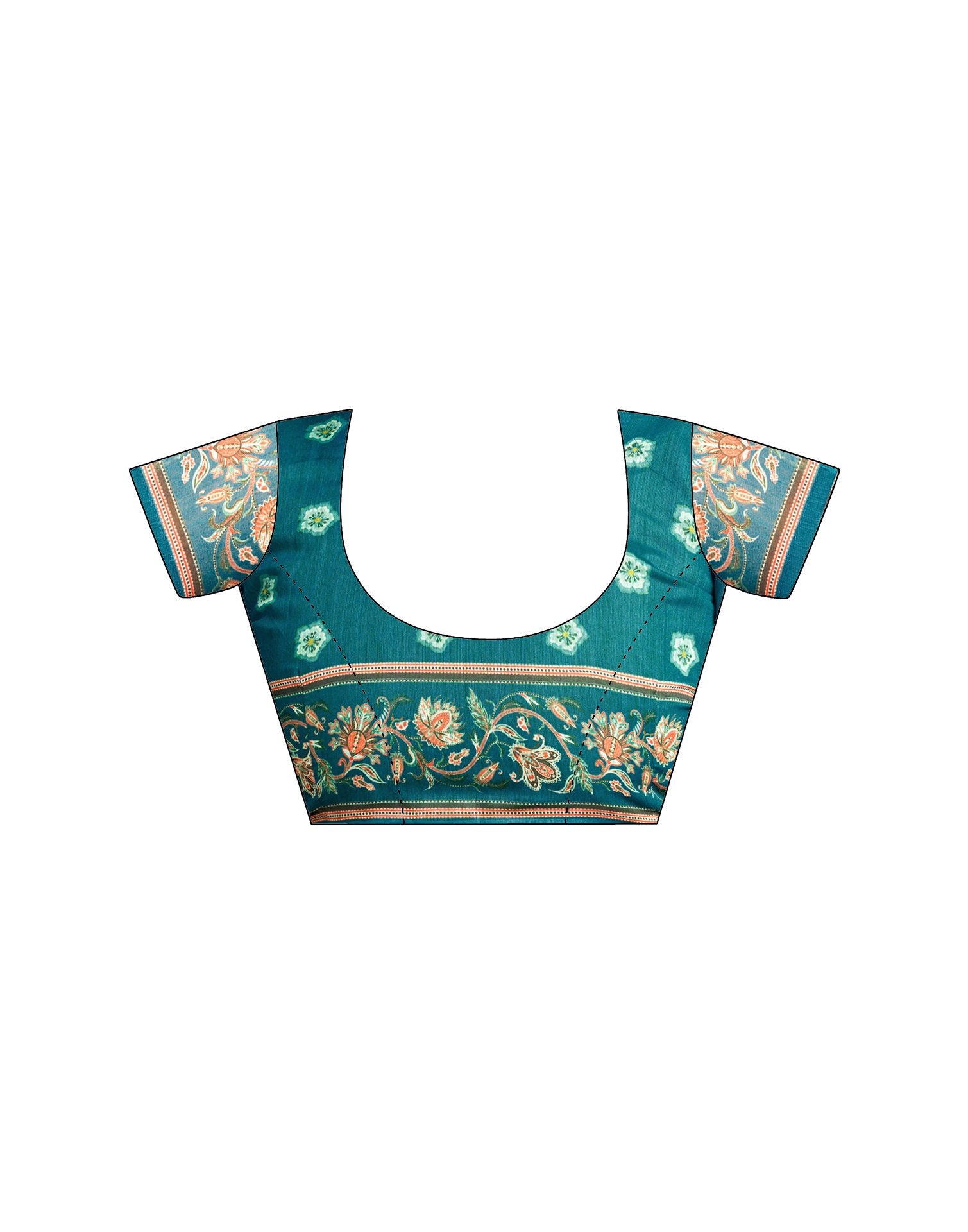 Ready To Wear Teal Blue Linen Printed Saree