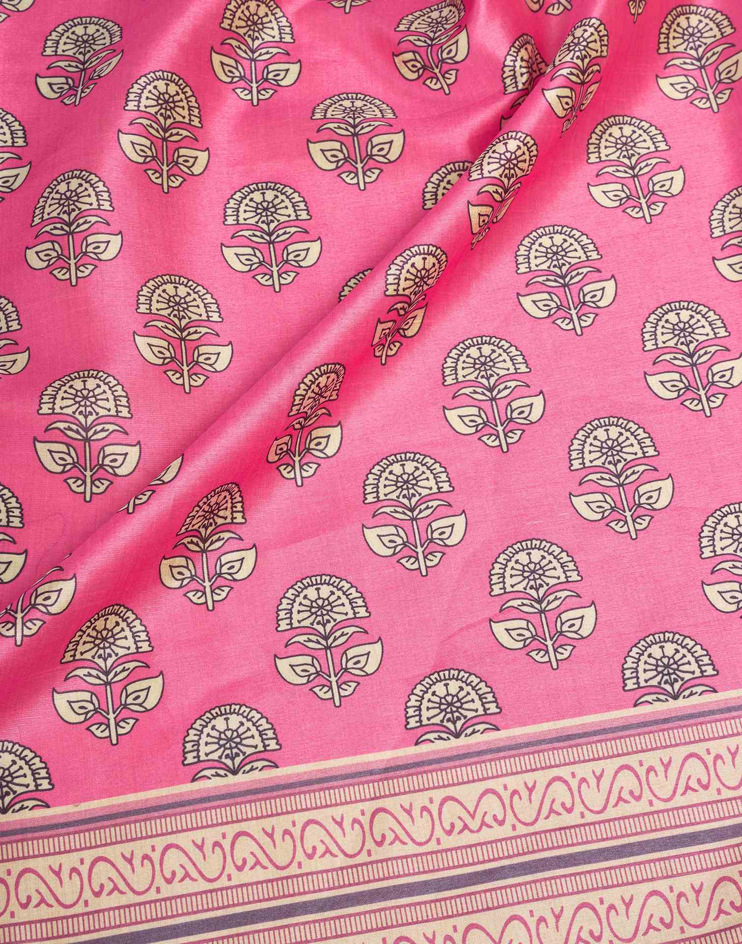 Ready To Wear Pink Silk Printed Saree