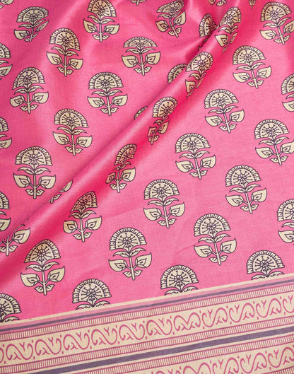 Ready To Wear Pink Silk Printed Saree