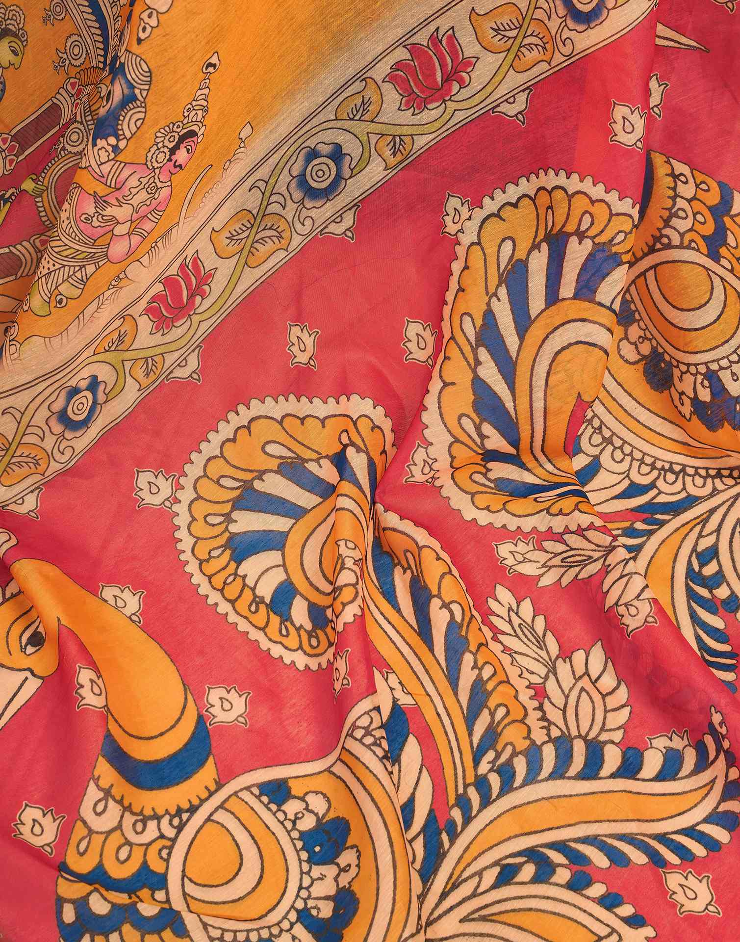 Ready To Wear Orange Linen Printed Saree