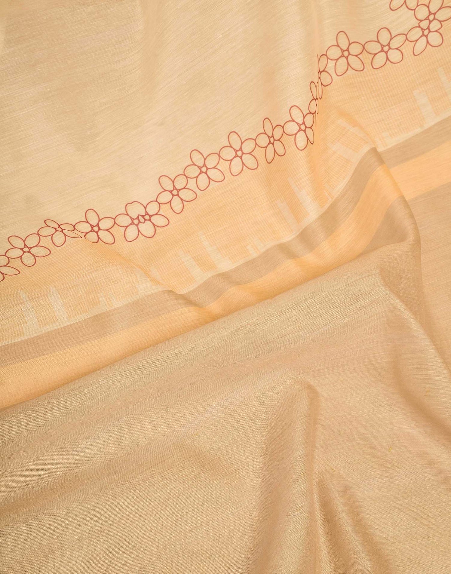 Ready To Wear Beige Linen Printed Saree