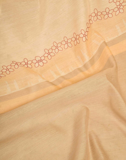 Ready To Wear Beige Linen Printed Saree