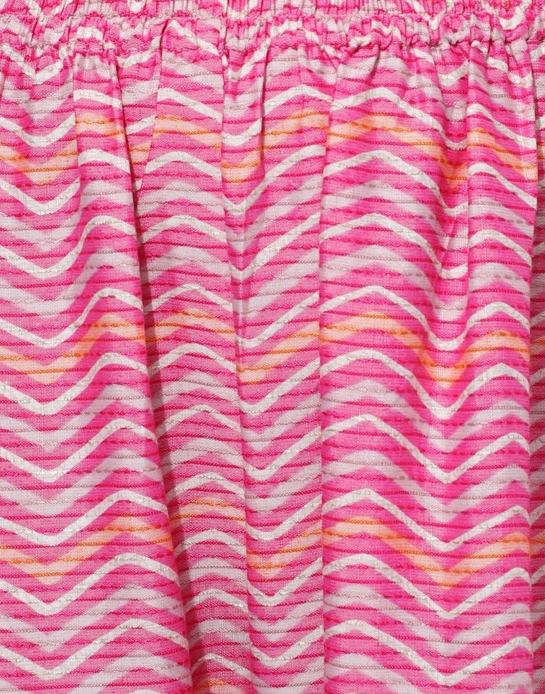 Pink Printed Rayon Straight Kurta With Pant And Dupatta