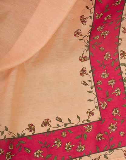 Ready To Wear Peach Linen Printed Saree