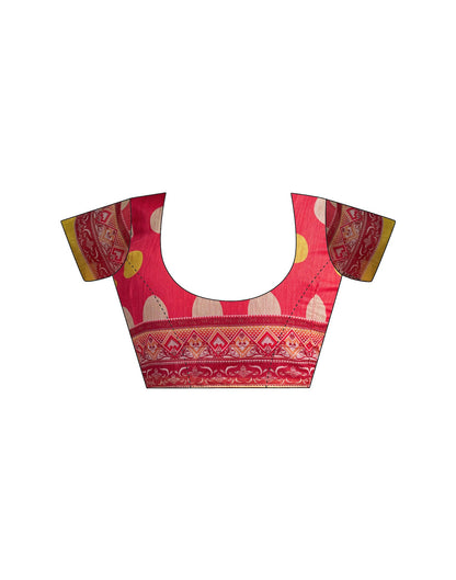 Ready To Wear Pink Linen Printed Saree