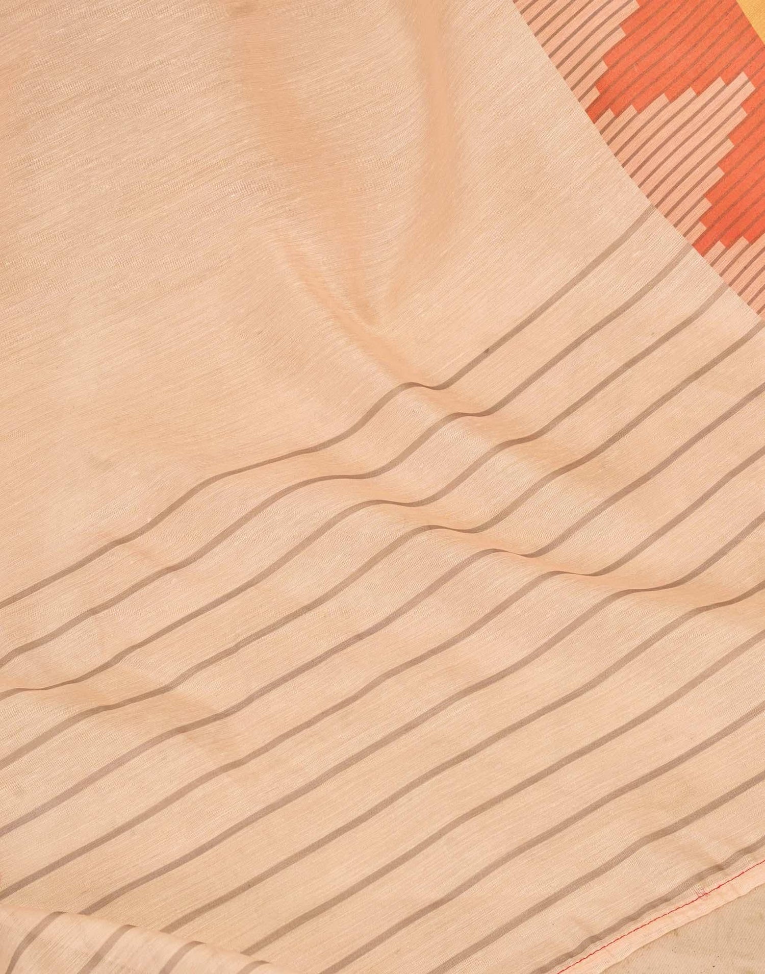 Ready To Wear Peach Linen Printed Saree