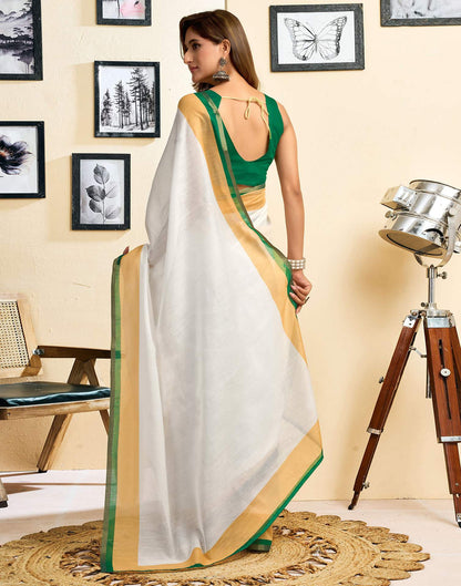 Ready To Wear White Linen Printed Saree