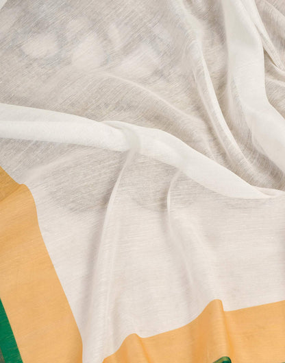 Ready To Wear White Linen Printed Saree