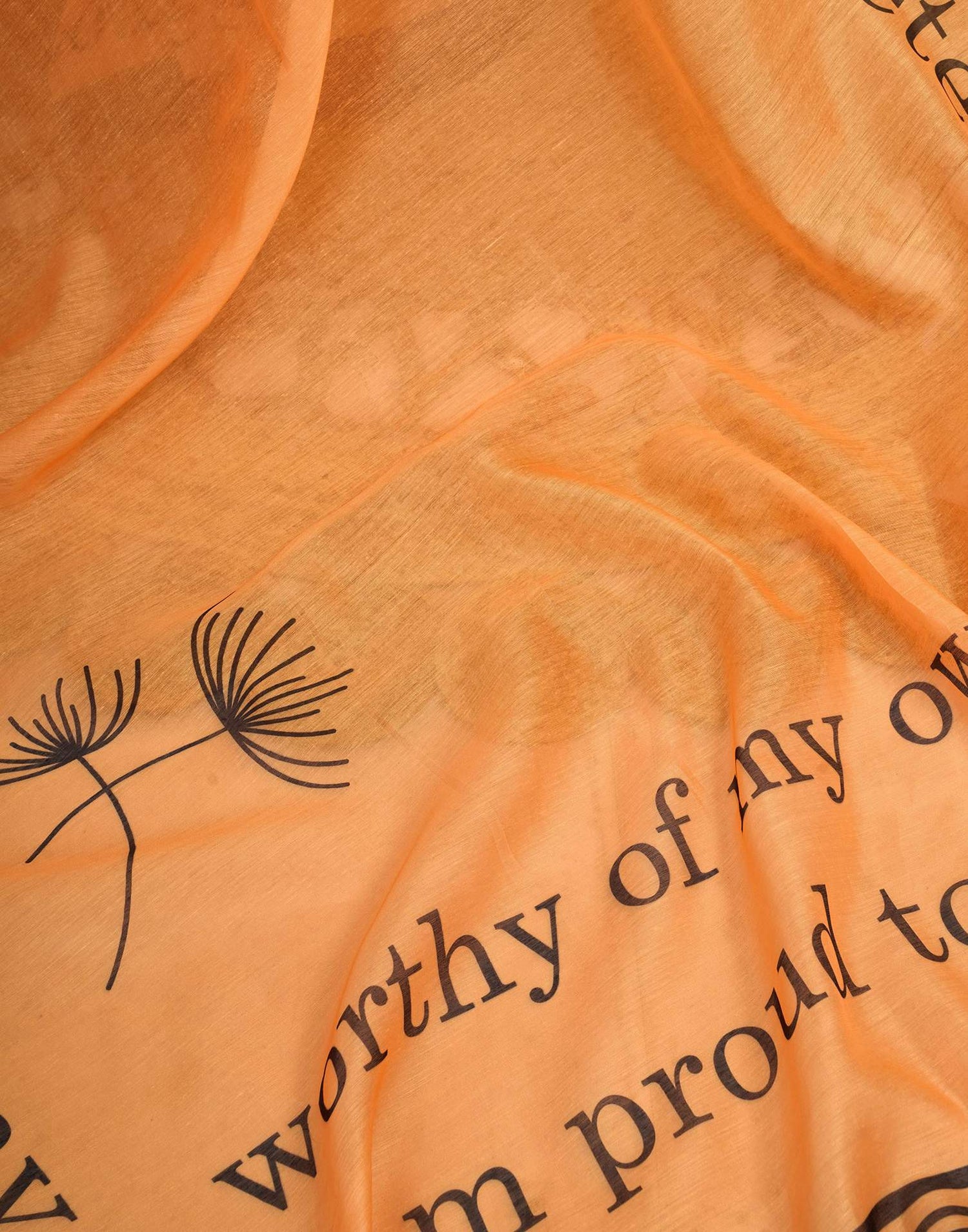 Ready To Wear Light Orange Linen Printed Saree