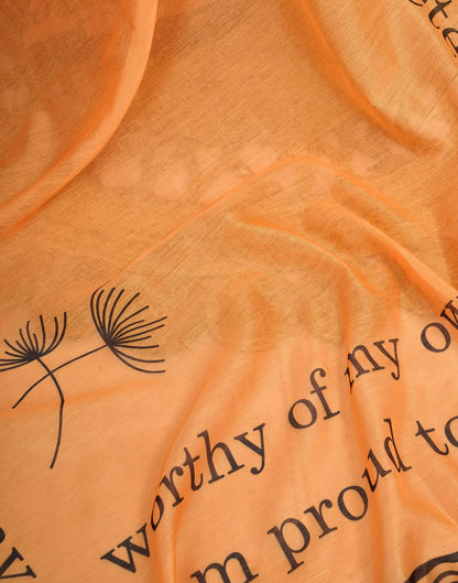 Ready To Wear Light Orange Linen Printed Saree