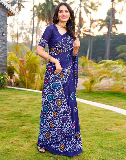 Ready to Wear Violet Cotton Printed Saree