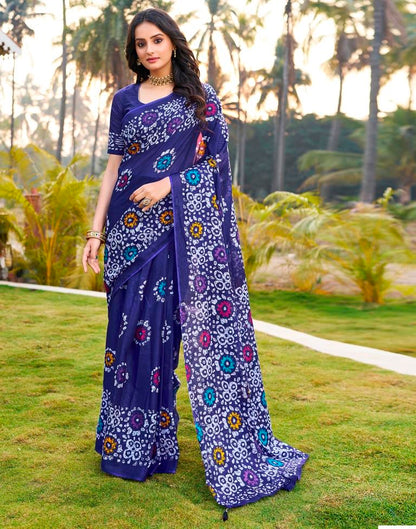 Ready to Wear Violet Cotton Printed Saree