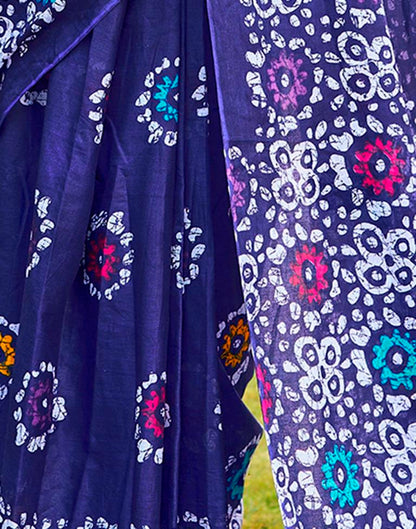 Ready to Wear Violet Cotton Printed Saree