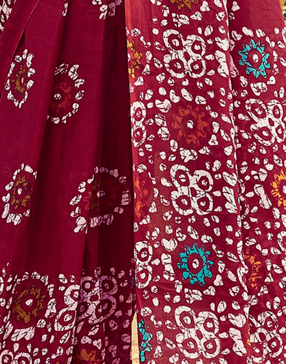 Ready to Wear Maroon Cotton Printed Saree