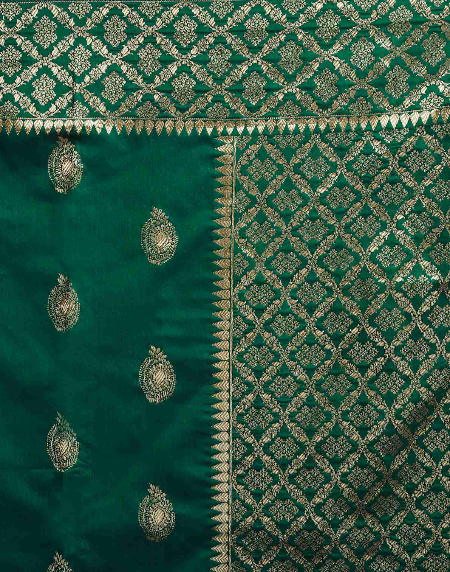 Dark Green Silk Woven Saree