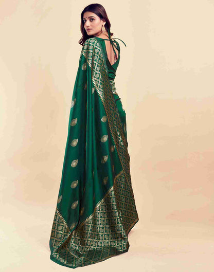 Dark Green Silk Woven Saree