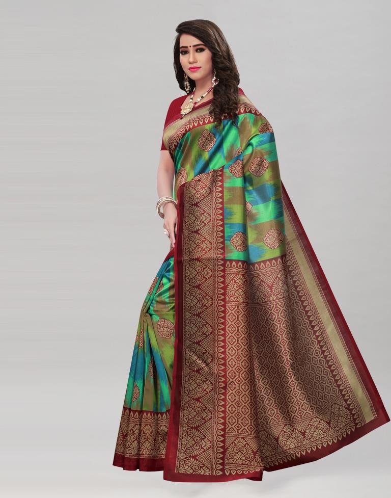 Multicolored Poly Silk Printed Saree | Sudathi