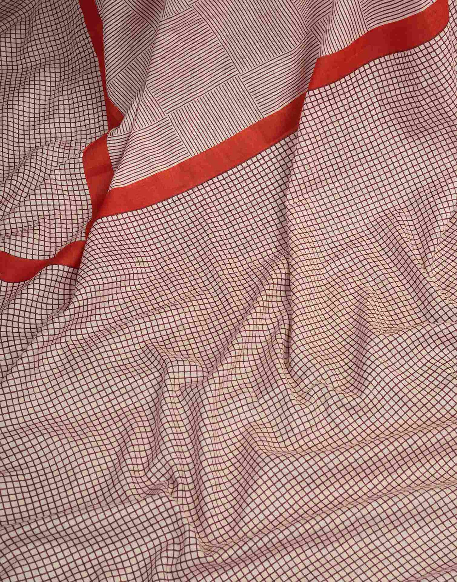 Ready To Wear Beige Cotton Printed Saree With Pocket