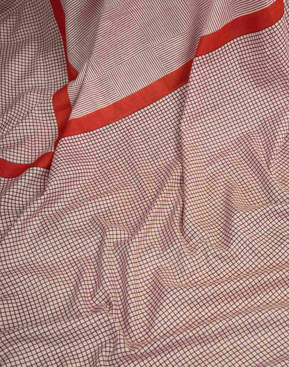 Ready To Wear Beige Cotton Printed Saree With Pocket