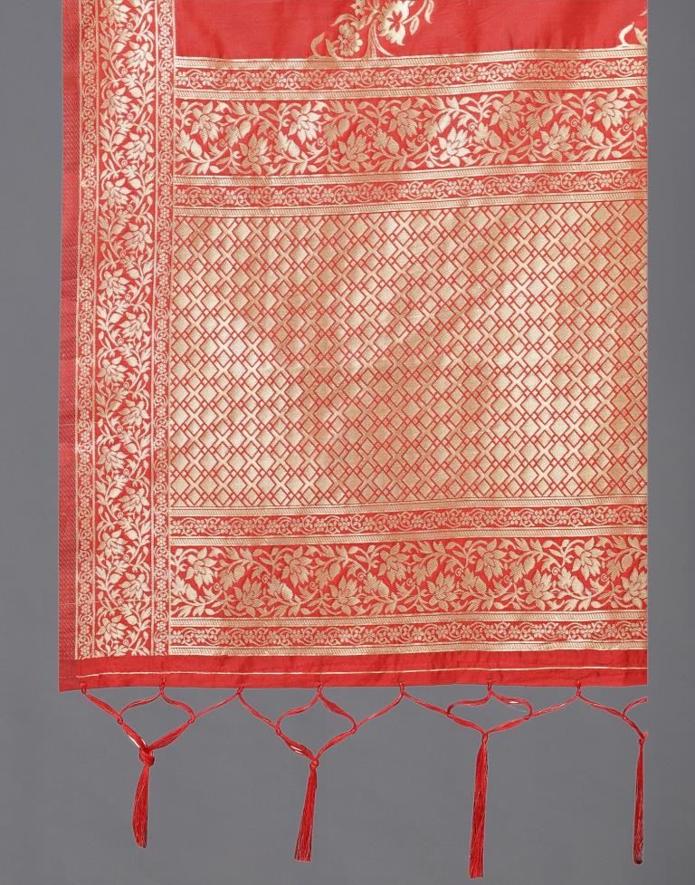 Picturesque Red Coloured Poly Silk Jacquard Dupatta | Sudathi