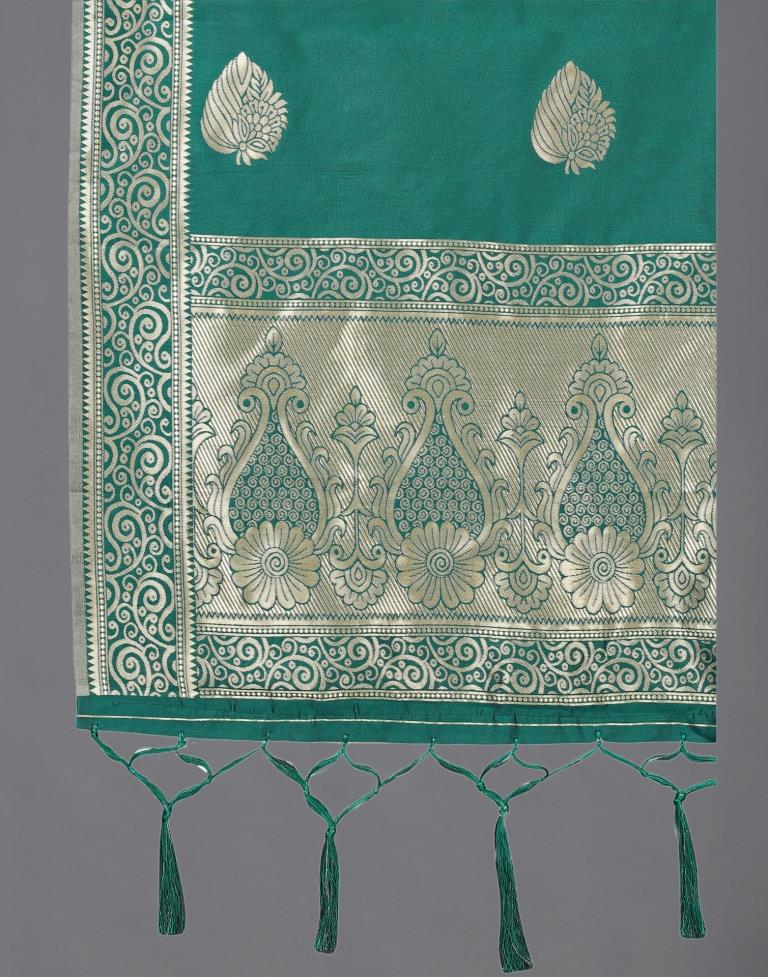 Splendiferous Teal Green Coloured Poly Silk Jacquard Dupatta | Sudathi