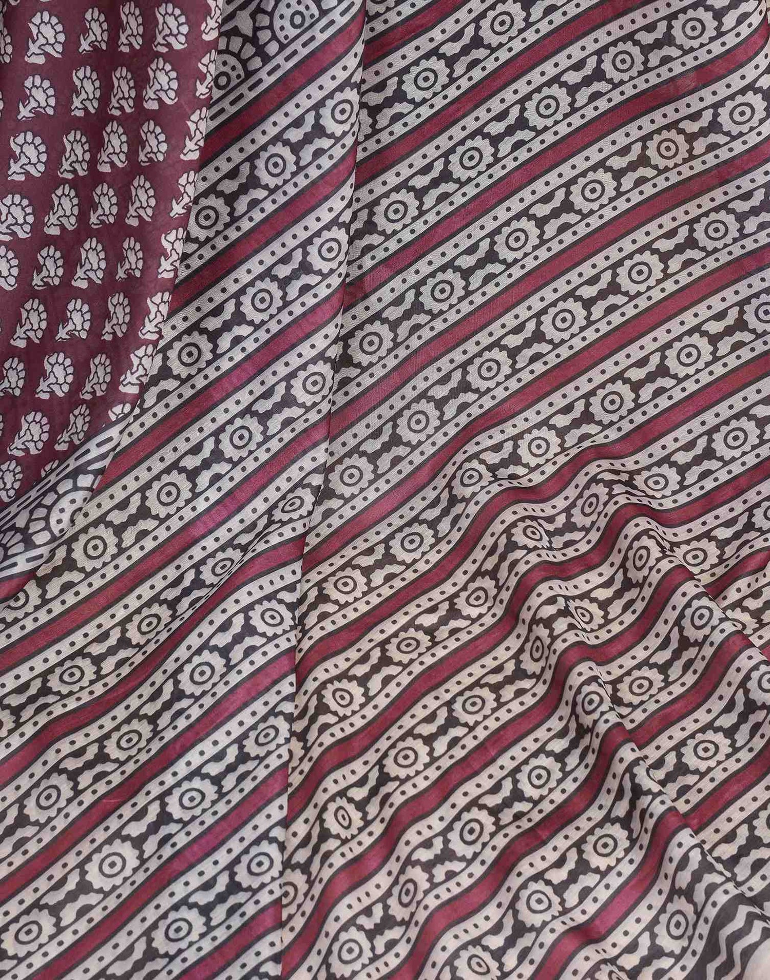 Ready To Wear Coffee Brown Linen Printed Saree