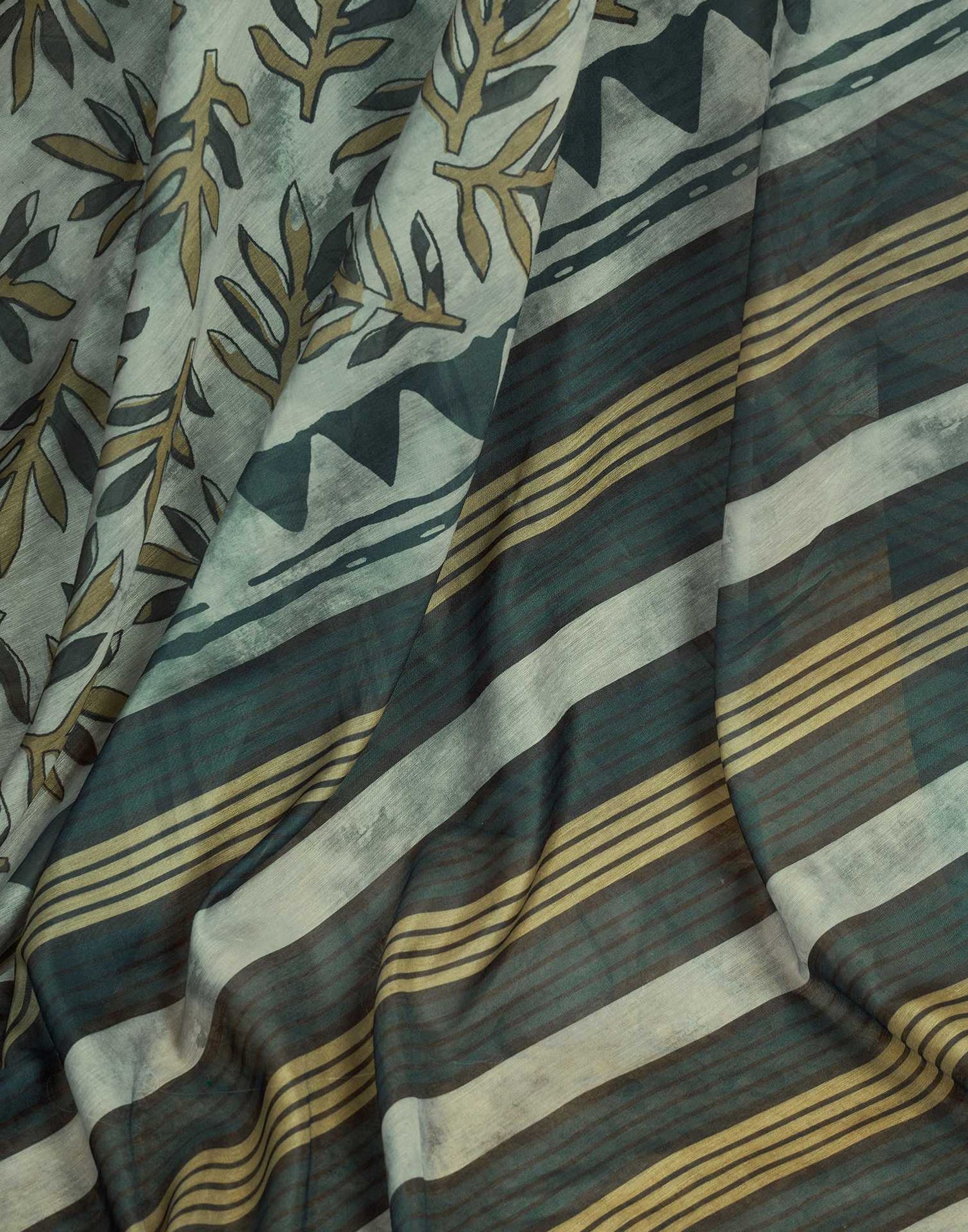 Ready To Wear Grey Linen Printed Saree